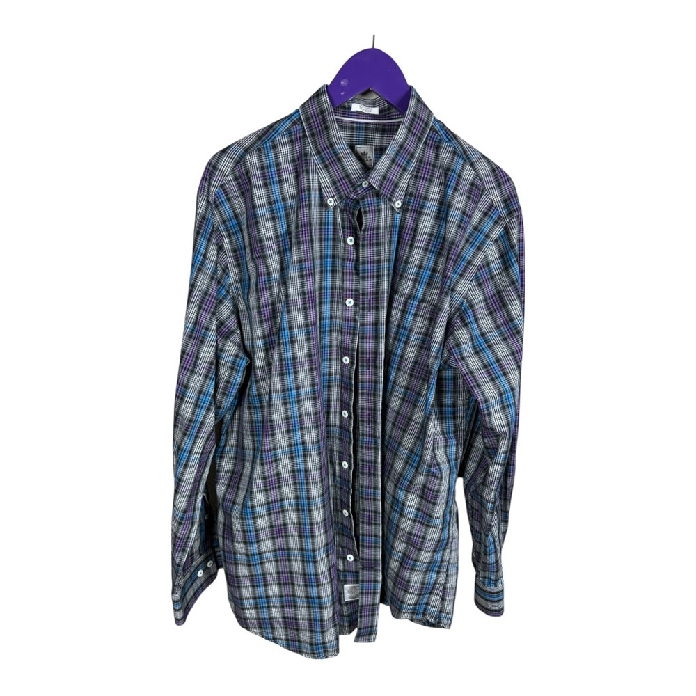 Peter Millar Blue and Green Casual Button Down Shirt